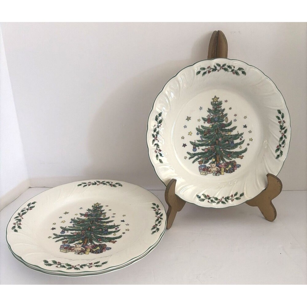 Set of 3 Vintage Nikko Happy Holidays Large Rim Soup Pasta Bowls Christmas Tree